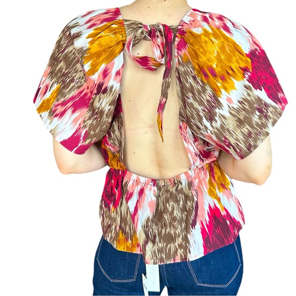 Anthropologie Blouse Open Back Burgundy - Picture 2 of 7